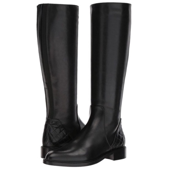 Aquatalia Geneva Black Leather Knee High Riding Boot Size 8.5 - Picture 1 of 12